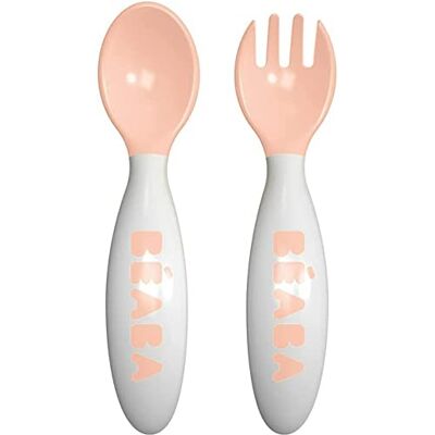 Béaba Ergonomisch leerbestek, 2 stuks, vanaf 8 maanden, gemakkelijk vast te pakken voor baby's, geschikt voor rechts- en linkshandigen, inclusief transportbox, naturel Béaba Ergonomisch leerbestek, 2 stuks, vanaf 8 maanden, gemakkelijk vast te pakken voor baby's, geschikt voor rechts- en linkshandigen, inclusief transportbox, naturel