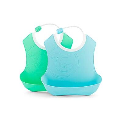 Twistshake Set van 2 waterdichte siliconen slabbetjes met opvangbak, voor baby's en peuters, wasbaar en gemakkelijk te reinigen, vanaf 4 maanden, pastelblauw en pastelgroen Twistshake Set van 2 waterdichte siliconen slabbetjes met opvangbak, voor baby's en peuters, wasbaar en gemakkelijk te reinigen, vanaf 4 maanden, pastelblauw en pastelgroen