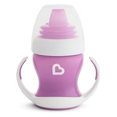 Munchkin Gentle Transition babybeker, mok met handgrepen en babydeksel, lekvrij, BPA-vrij, vaatwasmachinebestendig, siliconen beker voor kinderen vanaf 4 maanden, 118 ml, paars Munchkin Gentle Transition babybeker, mok met handgrepen en babydeksel, lekvrij, BPA-vrij, vaatwasmachinebestendig, siliconen beker voor kinderen vanaf 4 maanden, 118 ml, paars