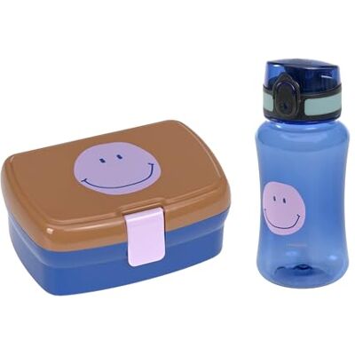 Lässig Broodtrommel & drinkfles set Lunchset met lunchbox en drinkfles (460 ml) )/Little Gang Smile Caramel/Blauw Lässig Broodtrommel & drinkfles set Lunchset met lunchbox en drinkfles (460 ml) )/Little Gang Smile Caramel/Blauw