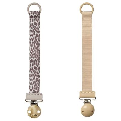 Elodie Details 2 stuks fopspeenkettingen van stof en houten clip, Luipaard/puur kaki 22.5 cm Elodie Details 2 stuks fopspeenkettingen van stof en houten clip, Luipaard/puur kaki 22.5 cm