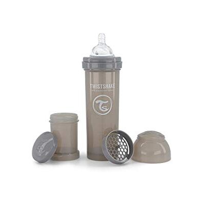 Twistshake Baby-fles van kunststof met anti-koliekventiel voor baby's, zachte fopspeen van siliconen, snelle doorstroom, geeft de fles met zuignap in borstvorm, BPA-vrij, 330 ml, 4 maanden, pastelgrijs Twistshake Baby-fles van kunststof met anti-koliekventiel voor baby's, zachte fopspeen van siliconen, snelle doorstroom, geeft de fles met zuignap in borstvorm, BPA-vrij, 330 ml, 4 maanden, pastelgrijs
