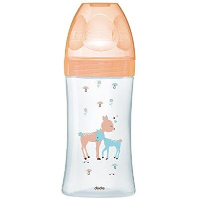 Dodie Sensation anti-koliek fles + glas, beige, 270 ml, 0-6 maanden, platte speen, debiet 2 Dodie Sensation anti-koliek fles + glas, beige, 270 ml, 0-6 maanden, platte speen, debiet 2