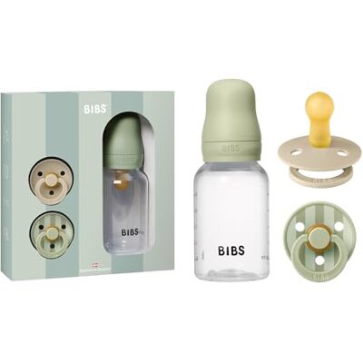 Bibs Gift Baby Sprinkle Set met fles 150 ml en kleur fopspenen (set van 2) BPA-vrije fopspeen ronde fopspeen gemaakt in Denemarken, maat 1 (0-6 maanden), salie Bibs Gift Baby Sprinkle Set met fles 150 ml en kleur fopspenen (set van 2) BPA-vrije fopspeen ronde fopspeen gemaakt in Denemarken, maat 1 (0-6 maanden), salie