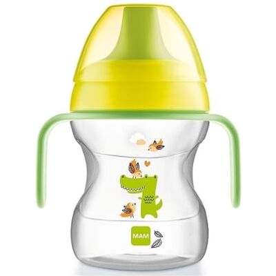 MAM Learn To Drink Cup Little Farm ZEDMM222N Mok met afneembare handgrepen en zachte uitloop, 6 maanden, 190 ml, geel MAM Learn To Drink Cup Little Farm ZEDMM222N Mok met afneembare handgrepen en zachte uitloop, 6 maanden, 190 ml, geel