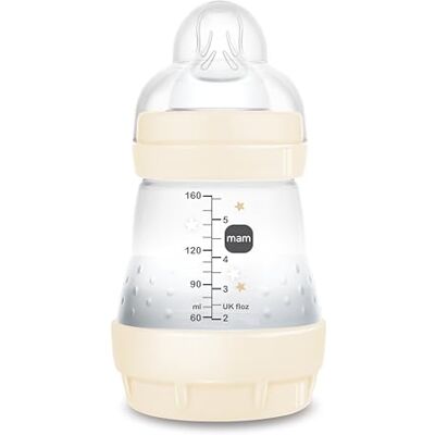 MAM Easy Start A119 Gepatenteerde anti-koliek fles met zuiger 1 van ultrazachte SkinsoftTM siliconen voor baby's vanaf 0 maanden, 160 ml, neutraal, zelfsteriliseerbaar in 3 minuten MAM Easy Start A119 Gepatenteerde anti-koliek fles met zuiger 1 van ultrazachte SkinsoftTM siliconen voor baby's vanaf 0 maanden, 160 ml, neutraal, zelfsteriliseerbaar in 3 minuten