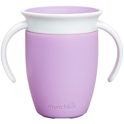 Munchkin Miracle 360 Graden drinkbeker met handgrepen en bekerdeksel Drinkbeker, paars, 207 ml Munchkin Miracle 360 Graden drinkbeker met handgrepen en bekerdeksel Drinkbeker, paars, 207 ml