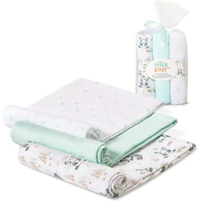 Interbaby panda speelgoed groen, 3 stuks Interbaby panda speelgoed groen, 3 stuks