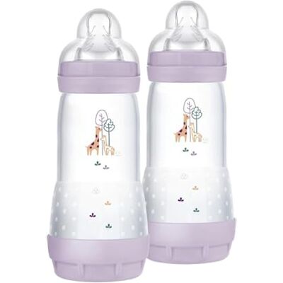 MAM Easy Start babyfles voor kinderen van 4 maanden, 320 ml, 3 voor 4 maanden, van SkinSoft siliconen, biologisch, roze, 2 stuks MAM Easy Start babyfles voor kinderen van 4 maanden, 320 ml, 3 voor 4 maanden, van SkinSoft siliconen, biologisch, roze, 2 stuks