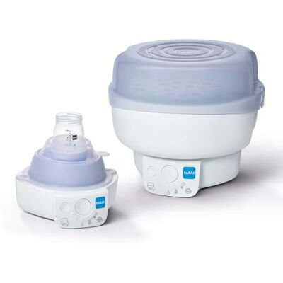 MAM Elektrische en verwarmde sterilisator voor expressflessen, capaciteit tot 6 flessen, inclusief: 1 x 160 ml anti-koliek fles en originele speen Start 0-2 maanden MAM Elektrische en verwarmde sterilisator voor expressflessen, capaciteit tot 6 flessen, inclusief: 1 x 160 ml anti-koliek fles en originele speen Start 0-2 maanden