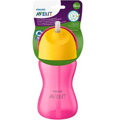 Philips Avent-beker met rietje, roze en geel, 300 ml Philips Avent-beker met rietje, roze en geel, 300 ml