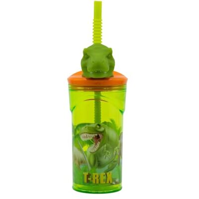 Stor Gobelet réutilisable avec paille et couvercle avec figurine 3D et capacité de 360 ml de dinosaures Stor Gobelet réutilisable avec paille et couvercle avec figurine 3D et capacité de 360 ml de dinosaures
