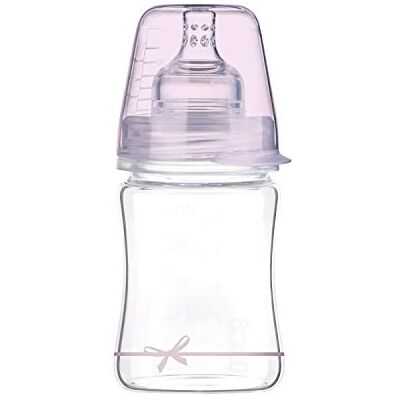 LOVI Anti-koliek glazen fles met dynamische fopspeen 0 maanden + 150 ml, super ventilatiesysteem, beschermt de zuigreflex, collectie Baby Shower Girl LOVI Anti-koliek glazen fles met dynamische fopspeen 0 maanden + 150 ml, super ventilatiesysteem, beschermt de zuigreflex, collectie Baby Shower Girl