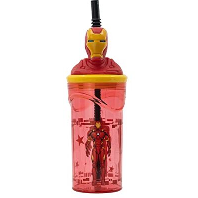Stor Herbruikbare kinderbeker met rietje en deksel met 3D-figuur en 360 ml inhoud van Avengers Marvel Iron Man Stor Herbruikbare kinderbeker met rietje en deksel met 3D-figuur en 360 ml inhoud van Avengers Marvel Iron Man