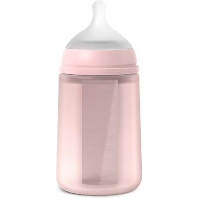 Suavinex , Fles met siliconen fles en symmetrische speen SX Pro, zacht en flexibel, met anti-koliek ventiel, fles met medium flow (M), voor baby's + 3 maanden. Kleur essence, roze Suavinex , Fles met siliconen fles en symmetrische speen SX Pro, zacht en flexibel, met anti-koliek ventiel, fles met medium flow (M), voor baby's + 3 maanden. Kleur essence, roze