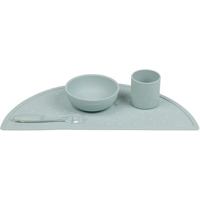 Nattou Siliconen servies voor kinderen, 4 stuks, 1 lepel, 1 kom met deksel, 1 glas, 1 placemat, BPA-vrij, siliconen, groen Nattou Siliconen servies voor kinderen, 4 stuks, 1 lepel, 1 kom met deksel, 1 glas, 1 placemat, BPA-vrij, siliconen, groen