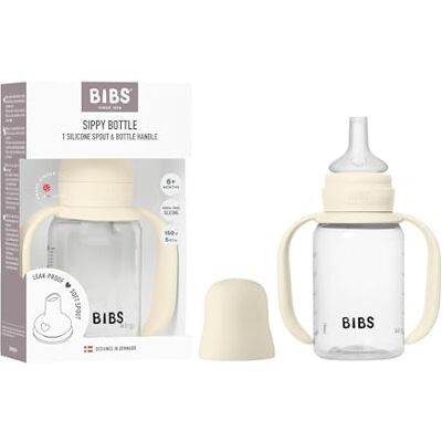Bibs Leerfles 150 ml, lekvrije beker met gemakkelijk vast te pakken handgrepen en zachte speen van siliconen, BPA-vrije babybeker (0 maanden), ivoorkleurig Bibs Leerfles 150 ml, lekvrije beker met gemakkelijk vast te pakken handgrepen en zachte speen van siliconen, BPA-vrije babybeker (0 maanden), ivoorkleurig