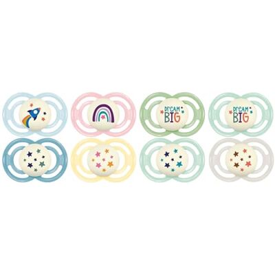 MAM Perfect Night fopspeen 18+ maanden trendy (2 stuks) willekeurige kleur Fosforescerende siliconen fopspeen voor zuigelingen Ideale babyspeen voor een goede mondontwikkeling MAM Perfect Night fopspeen 18+ maanden trendy (2 stuks) willekeurige kleur Fosforescerende siliconen fopspeen voor zuigelingen Ideale babyspeen voor een goede mondontwikkeling