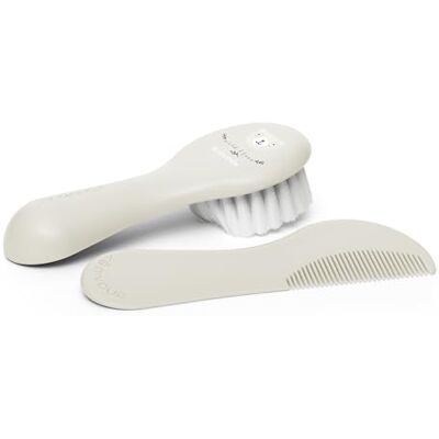 Suavinex , Borstel en kam voor baby's, ideaal voor pasgeborenen, babyborstel van dichte en zachte vezels, kam met afgeronde uiteinden, zonder trekken, beschermt het hoofdleer, beige Suavinex , Borstel en kam voor baby's, ideaal voor pasgeborenen, babyborstel van dichte en zachte vezels, kam met afgeronde uiteinden, zonder trekken, beschermt het hoofdleer, beige