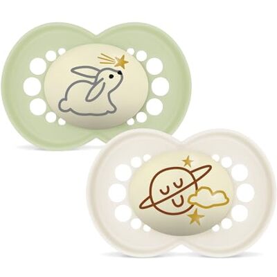MAM Set van 2 originele Pure fopspenen gemaakt van biologisch hernieuwbare materialen met SkinSoftTM siliconen fopspeen voor baby's vanaf 16 maanden, neutraal, sterilisatiebox MAM Set van 2 originele Pure fopspenen gemaakt van biologisch hernieuwbare materialen met SkinSoftTM siliconen fopspeen voor baby's vanaf 16 maanden, neutraal, sterilisatiebox