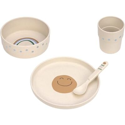 Lässig Kinderserviesset (bord, beker, kom, lepel) zonder melamine, BPA-vrij, voor vaatwasser en magnetron/schotelset Happy Rascals Smile Sky Blue Lässig Kinderserviesset (bord, beker, kom, lepel) zonder melamine, BPA-vrij, voor vaatwasser en magnetron/schotelset Happy Rascals Smile Sky Blue
