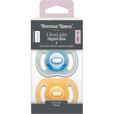 Tommee Tippee Sucette Lumineuse la Nuit Ultra-légère StayPut, 6-18 Mois, Lot de 2, Phosphorescente, Légère, Toucher Doux Peau, Aération Supplémentaire Tommee Tippee Sucette Lumineuse la Nuit Ultra-légère StayPut, 6-18 Mois, Lot de 2, Phosphorescente, Légère, Toucher Doux Peau, Aération Supplémentaire