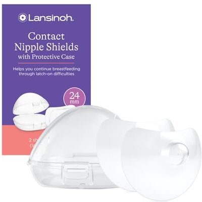 Lansinoh 2 stuks tepelbeschermers voor moeders die borstvoeding geven, ultradun, zacht en flexibel, van siliconen van medische kwaliteit voor gevoelige en vergrendelingsondersteuning, (24 mm Lansinoh 2 stuks tepelbeschermers voor moeders die borstvoeding geven, ultradun, zacht en flexibel, van siliconen van medische kwaliteit voor gevoelige en vergrendelingsondersteuning, (24 mm