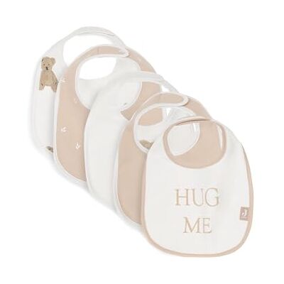 Jollein Babyslabbetjes met teddybeermotief, waterdicht, slabbetje met sluiting, slabbetje voor baby's, 5 stuks Jollein Babyslabbetjes met teddybeermotief, waterdicht, slabbetje met sluiting, slabbetje voor baby's, 5 stuks