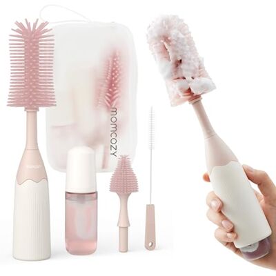 Momcozy Flessenborstelset, innovatief Push Press-design voor een betere reiniging, reinigingsborstel voor flessen, borstkolf, tepels en meer, kan schuim genereren voor een Momcozy Flessenborstelset, innovatief Push Press-design voor een betere reiniging, reinigingsborstel voor flessen, borstkolf, tepels en meer, kan schuim genereren voor een