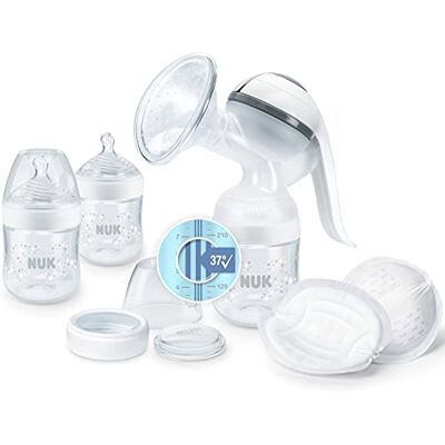 NUK Nature Sense Handmelkpomp, set van 6 stuks, met handmatige melkpomp, flessen en voedingsvullingen Ultra Dry Comfort NUK Nature Sense Handmelkpomp, set van 6 stuks, met handmatige melkpomp, flessen en voedingsvullingen Ultra Dry Comfort