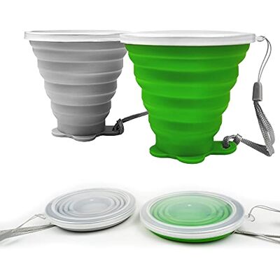 ddLUCK Siliconen opvouwbare beker, 2-pack BPA gratis inklapbare reismokken, opvouwbare siliconen bekers met plastic afdichtdeksel, herbruikbare draagbare bekerset voor picknicken, kamperen, outdoor wandelen reizen ddLUCK Siliconen opvouwbare beker, 2-pack BPA gratis inklapbare reismokken, opvouwbare siliconen bekers met plastic afdichtdeksel, herbruikbare draagbare bekerset voor picknicken, kamperen, outdoor wandelen reizen