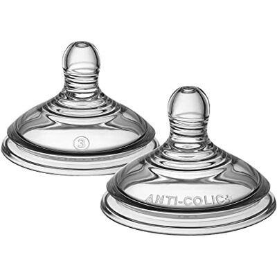 Tommee Tippee Set van 2 geavanceerde antischoolspenen voor flessen, snelle doorstroming, 6 maanden, vergelijkbaar in de borst voor een natuurlijke sluiting, antikoliekventiel, zachte siliconen Tommee Tippee Set van 2 geavanceerde antischoolspenen voor flessen, snelle doorstroming, 6 maanden, vergelijkbaar in de borst voor een natuurlijke sluiting, antikoliekventiel, zachte siliconen