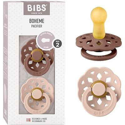 Bibs Boheme Set van 2 kersenronde spenen, natuurrubber / latex Maat 2 (6-18 maanden), Woodchuck / Blush Bibs Boheme Set van 2 kersenronde spenen, natuurrubber / latex Maat 2 (6-18 maanden), Woodchuck / Blush