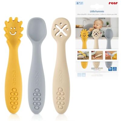 Reer LittleYummie Babyled Weaning leerlepel van siliconen voor baby's, 100% voedselveilige siliconen Reer LittleYummie Babyled Weaning leerlepel van siliconen voor baby's, 100% voedselveilige siliconen