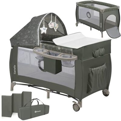 Lionelo Sven 4-in-1 babybed reisbed met comfortmatras Opvouwbaar, luiertafel, interactief speelgoed en muggennet, afsluitbare wielen, draagtas inbegrepen Lionelo Sven 4-in-1 babybed reisbed met comfortmatras Opvouwbaar, luiertafel, interactief speelgoed en muggennet, afsluitbare wielen, draagtas inbegrepen