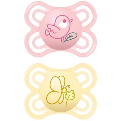 MAM Set van 2 extra dunne en zachte fopspenen, platte en symmetrische fopspeen van Skin Soft Silicone, gemakkelijk te accepteren, met zelfsteriliserende box, perfect, mat roze, 2-6 maanden MAM Set van 2 extra dunne en zachte fopspenen, platte en symmetrische fopspeen van Skin Soft Silicone, gemakkelijk te accepteren, met zelfsteriliserende box, perfect, mat roze, 2-6 maanden