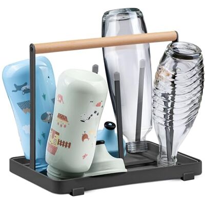 D&D Living SodaStream alles-in-één flessenrek, afdruiprek voor alle soorten flessen, Duo, Crystal, Easy, voor flessen en flessen, universeel droogrek (metaal, zwart) D&D Living SodaStream alles-in-één flessenrek, afdruiprek voor alle soorten flessen, Duo, Crystal, Easy, voor flessen en flessen, universeel droogrek (metaal, zwart)