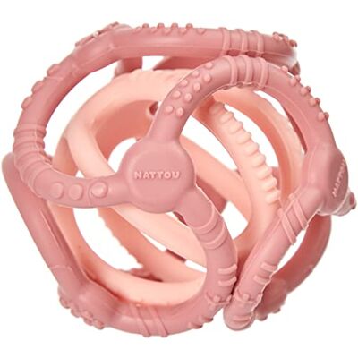 Nattou Set van 2 siliconen ballen om te grijpen en te kauwen, BPA-vrij, Ø 10 cm + 7 cm, siliconen, oudroze/lichtroze Nattou Set van 2 siliconen ballen om te grijpen en te kauwen, BPA-vrij, Ø 10 cm + 7 cm, siliconen, oudroze/lichtroze