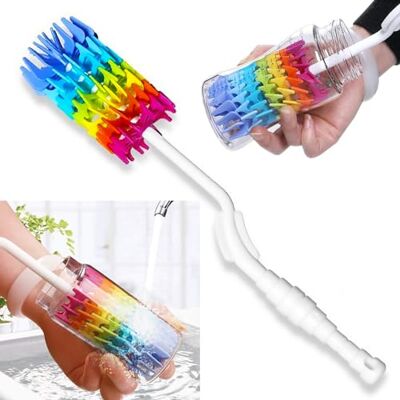 Rayhee Baby melkfles reinigingsborstel baby zachte siliconen reinigingsborstel 360 graden draaibaar lange handgreep wassen glazen kopjes decantier smalle flessenhals Rayhee Baby melkfles reinigingsborstel baby zachte siliconen reinigingsborstel 360 graden draaibaar lange handgreep wassen glazen kopjes decantier smalle flessenhals