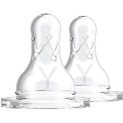 Dr. Brown's Standard Options Silicone, Speen voor Fles, vanaf 9 Maanden, Set van 2, Transparant Dr. Brown's Standard Options Silicone, Speen voor Fles, vanaf 9 Maanden, Set van 2, Transparant
