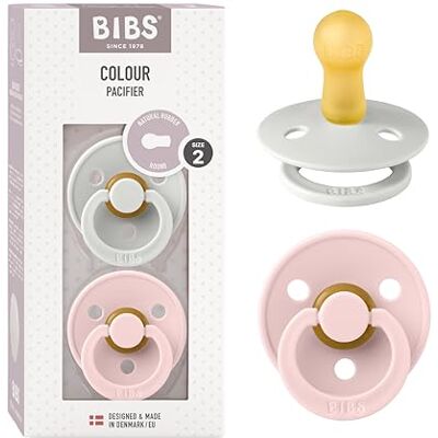 Bibs Colour fopspeen. Set van 2 fopspenen. Bisfenol A-vrij, ronde speen. Natuurlijk rubberlatex, gemaakt in Denemarken. Maat 2 (2 stuks), Haze/Blossom Bibs Colour fopspeen. Set van 2 fopspenen. Bisfenol A-vrij, ronde speen. Natuurlijk rubberlatex, gemaakt in Denemarken. Maat 2 (2 stuks), Haze/Blossom