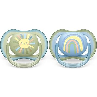 AVENT Philips model SCF085/58 Ultra Air Fopspeen, 2 lichte en ademende fopspenen voor baby's van 0 tot 6 maanden, BPA-vrij en met steriliserende draagtas AVENT Philips model SCF085/58 Ultra Air Fopspeen, 2 lichte en ademende fopspenen voor baby's van 0 tot 6 maanden, BPA-vrij en met steriliserende draagtas