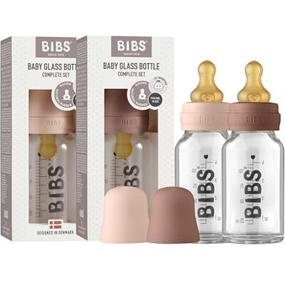 Bibs Baby Glass Bottle. Set van 2. Anti-koliek. Ronde punt van natuurlijk rubberlatex, bevordert natuurlijke borstvoeding, complete set 110 ml (2 stuks), Blush/Woodchuck Bibs Baby Glass Bottle. Set van 2. Anti-koliek. Ronde punt van natuurlijk rubberlatex, bevordert natuurlijke borstvoeding, complete set 110 ml (2 stuks), Blush/Woodchuck