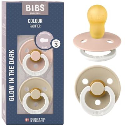 Bibs Colour Night Ronde fopspenen, set van 2, BPA-vrij, natuurlijk rubberlatex, maat 3 (18+ maanden), lichtroze/vanille Bibs Colour Night Ronde fopspenen, set van 2, BPA-vrij, natuurlijk rubberlatex, maat 3 (18+ maanden), lichtroze/vanille