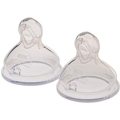 NUK Vervangende zuiger van siliconen voor Serenity flesjes, 6-18 maanden, anti-koliek, 2 stuks, XL vloeistof dik NUK Vervangende zuiger van siliconen voor Serenity flesjes, 6-18 maanden, anti-koliek, 2 stuks, XL vloeistof dik