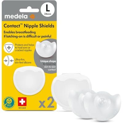 Medela Contact tepelhoedje BPA-vrij gemaakt van ultradunne zachte silicone met 2 tepelhoedjes en doosje 24 mm Medela Contact tepelhoedje BPA-vrij gemaakt van ultradunne zachte silicone met 2 tepelhoedjes en doosje 24 mm
