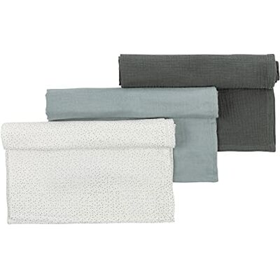Nattou 3 stuks stoffen luiers van 100% katoen (chiffon), 65 x 65 cm, Luna en Axel, groen/wit Nattou 3 stuks stoffen luiers van 100% katoen (chiffon), 65 x 65 cm, Luna en Axel, groen/wit