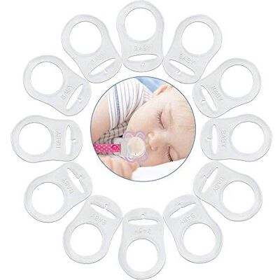 Voarge 12 stuks siliconen fopspeenclips voor baby's, transparant, zachte siliconen Voarge 12 stuks siliconen fopspeenclips voor baby's, transparant, zachte siliconen