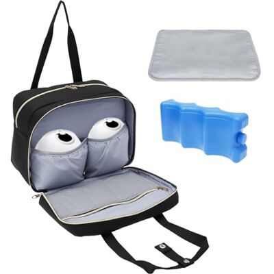 TNTGMG Draagbare koeltas voor flessen met koelblokken en polsband, 29 × 21,5 × 14 cm, afneembare koeltas voor borstkolven voor moeders die borstvoeding geven, op de kleuterschool, op het werk TNTGMG Draagbare koeltas voor flessen met koelblokken en polsband, 29 × 21,5 × 14 cm, afneembare koeltas voor borstkolven voor moeders die borstvoeding geven, op de kleuterschool, op het werk
