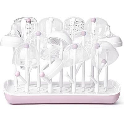 Termichy Droogrek voor babyflessen, afdruiprek, flessen, droogrek voor babyflessen, flessen, flessen, grijze zuigers, bekers en babyflessen, accessoires, BPA-vrij, roze Termichy Droogrek voor babyflessen, afdruiprek, flessen, droogrek voor babyflessen, flessen, flessen, grijze zuigers, bekers en babyflessen, accessoires, BPA-vrij, roze